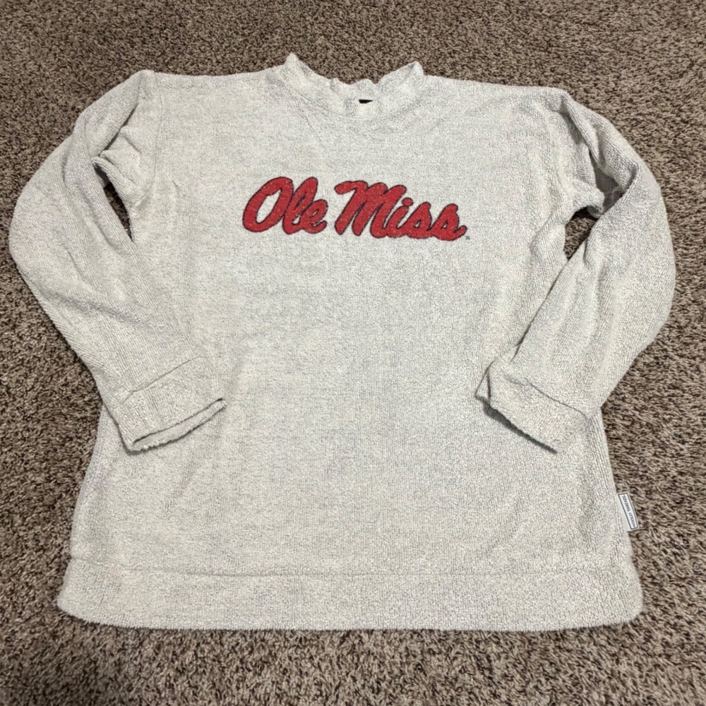 Woolly Threads Ole Miss Rebels Grey Woolly Pullover Sweatshirt Women XL USA Made